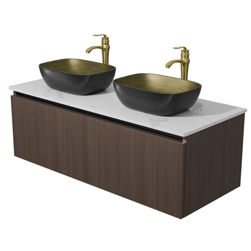 Vintage Aluminium Bathroom Vanity With Countertop Sink Copper Faucet Set