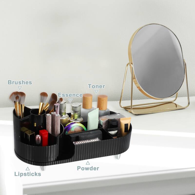 Rotating Makeup Organizer 360 Degree Rotatable Cosmetic Display Case - Black