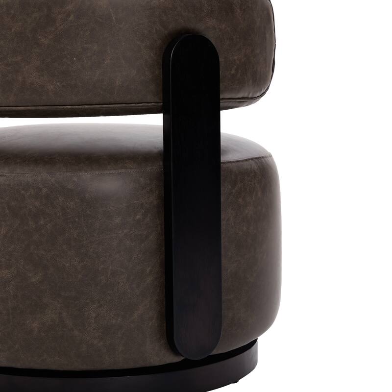 Christopher Knight Home -Modern PU Upholstered Swivel Club Chair with Wooden Base