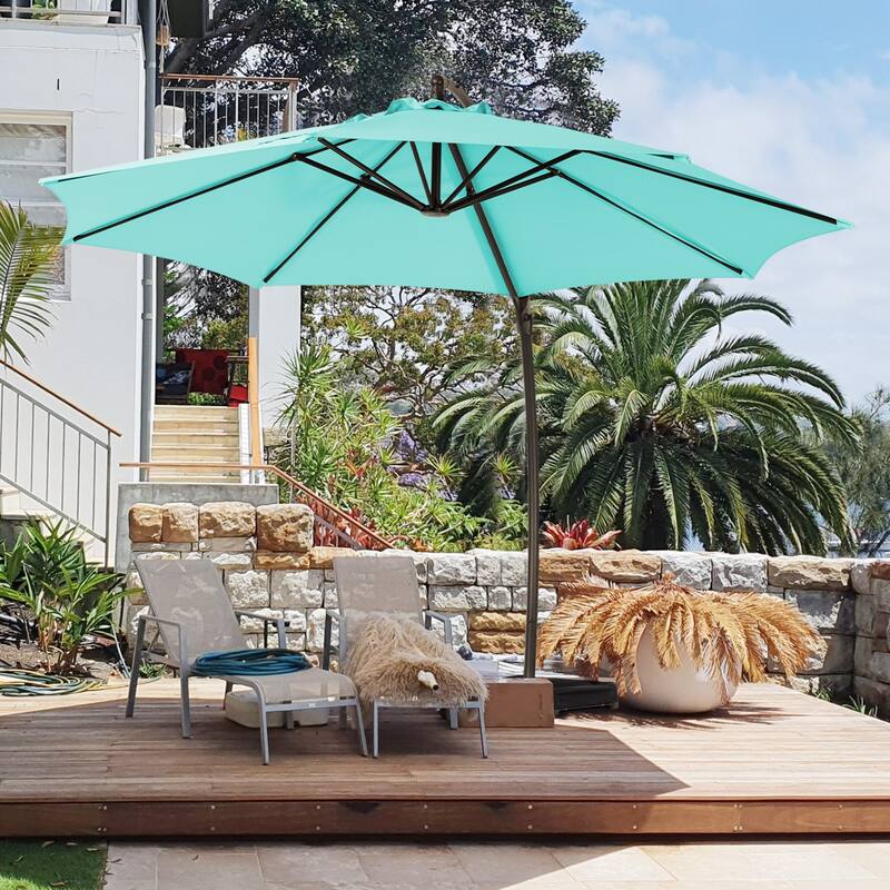 11 ft.Aluminum Curvy Cantilever Offset Hanging Patio Umbrella With Sandbag Base - Pacific Blue