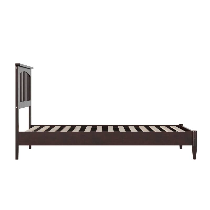 Solid Wood Low Profile Platform Bed - Twin Size, Espresso Finish, Modern Style Bed Frame