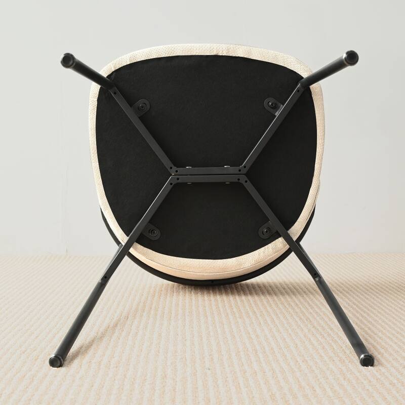 Modern Upholstered Dining Chairs with Curved Open Back and Black Metal Legs (Set of 6)