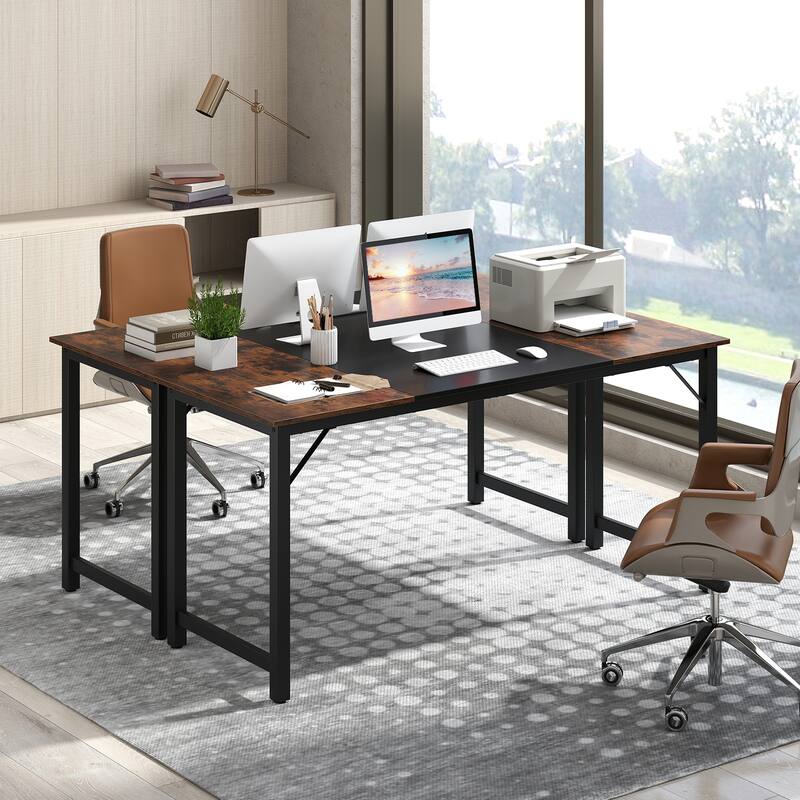 Gymax 4 PCS 63'' Computer Desk Modern Industrial Office Desk w/ Metal