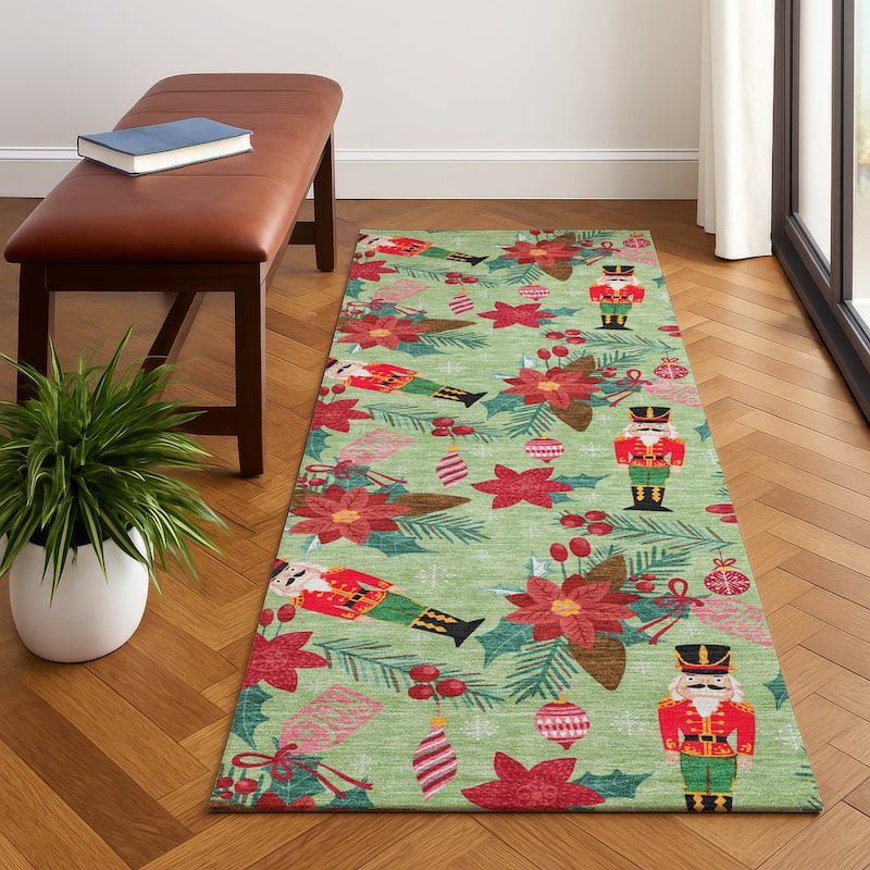 Premium Washable Super Soft Holiday Nutcracker Mayfield Rug - Aloe - 2'3" x 7'6"