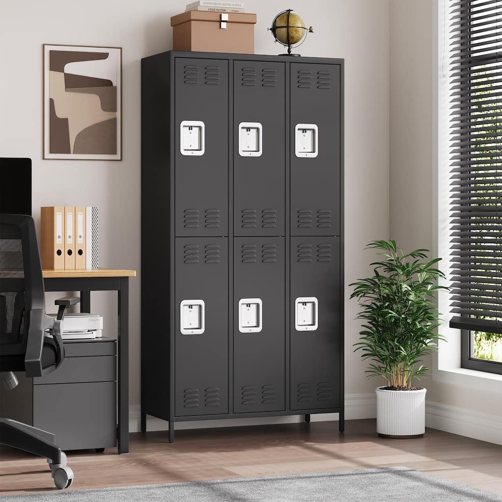 6 Doors Employee Lockers for Office, Metal Sorage Locker Combination, Lockable Employees Metal Locker with Door