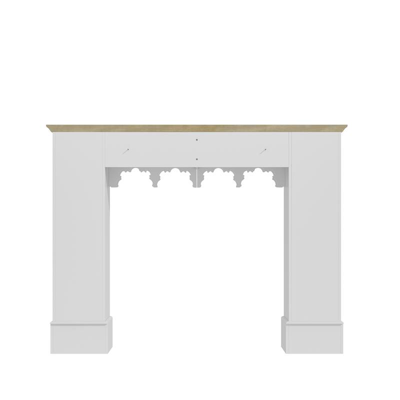 Solid Pine Wood Fireplace Mantel Cabinet with Hidden Storage – White Decorative Console
