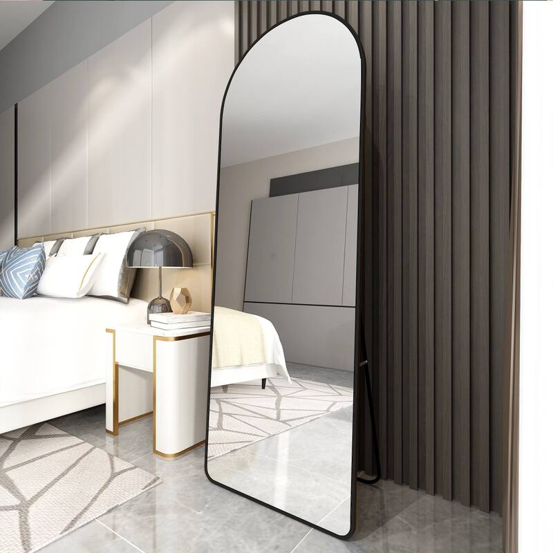 65" Modern Aluminium Framed Freestanding Full Length Mirror in Black