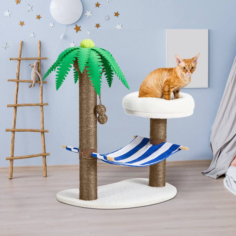 EROMMY Cat Tree – Multi-Level Cat Tower with Sisal Scratching Posts & Swing Ball, Modern Cat Furniture for Indoor Cats