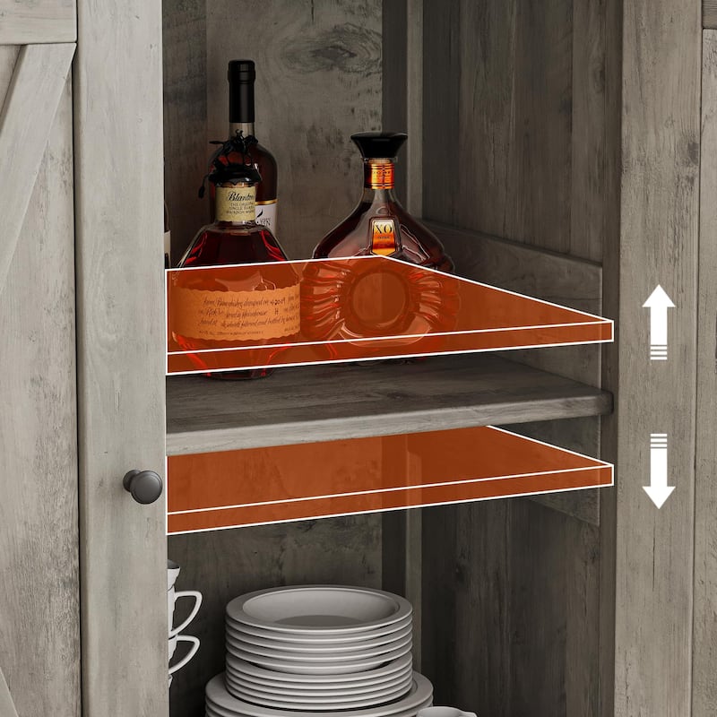 Farmhouse Buffet Cabinet with Doors and Shelves - 15.7"D x 30"W x 31.5"H