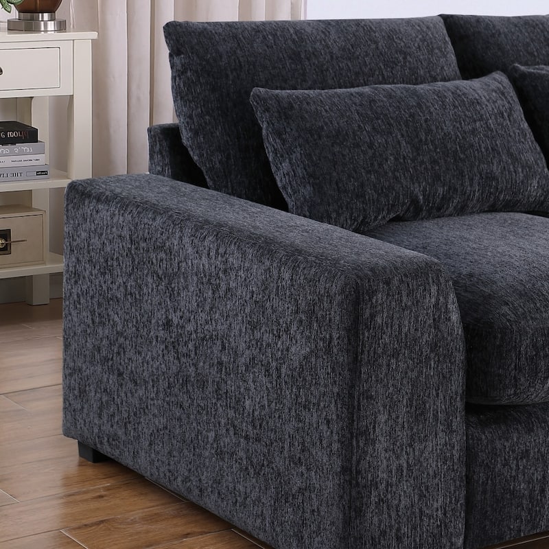 Modern Modular Sectional Sofa with Ottomans and Built-in Console, Cupholders