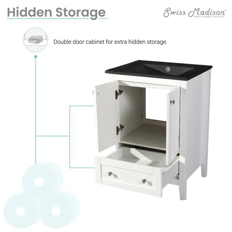 Swiss Madison SM-BV412-3MB Cannes 24" Free Standing Single Basin