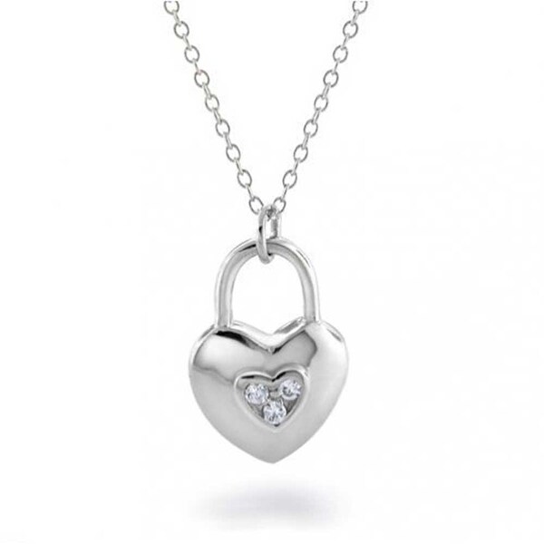 Sterling Silver Polished LOVE CZ Heart Charm