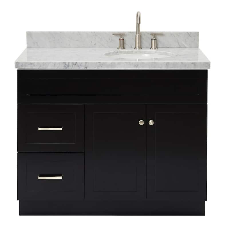Ariel F043SRCWOVO Hamlet 43" Free Standing Single Basin Vanity Set - Black / Carrara White Top - Anthracite Finish