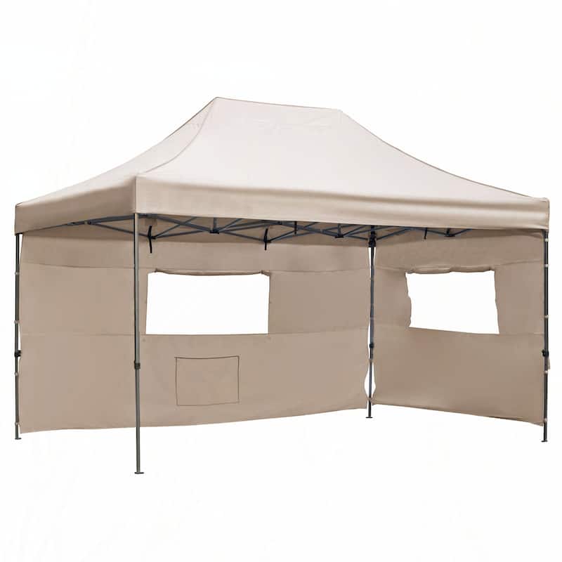 10x15 Pop Up Heavy Duty Party Tent with 4 Sidewalls,Khaki