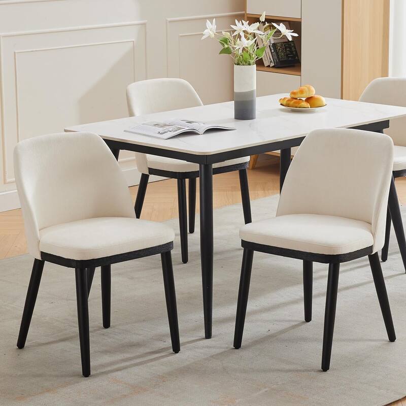 Set of 2 Modern Dining Upholstered Accent Chairs for Kitchen, Dining Room - Beige