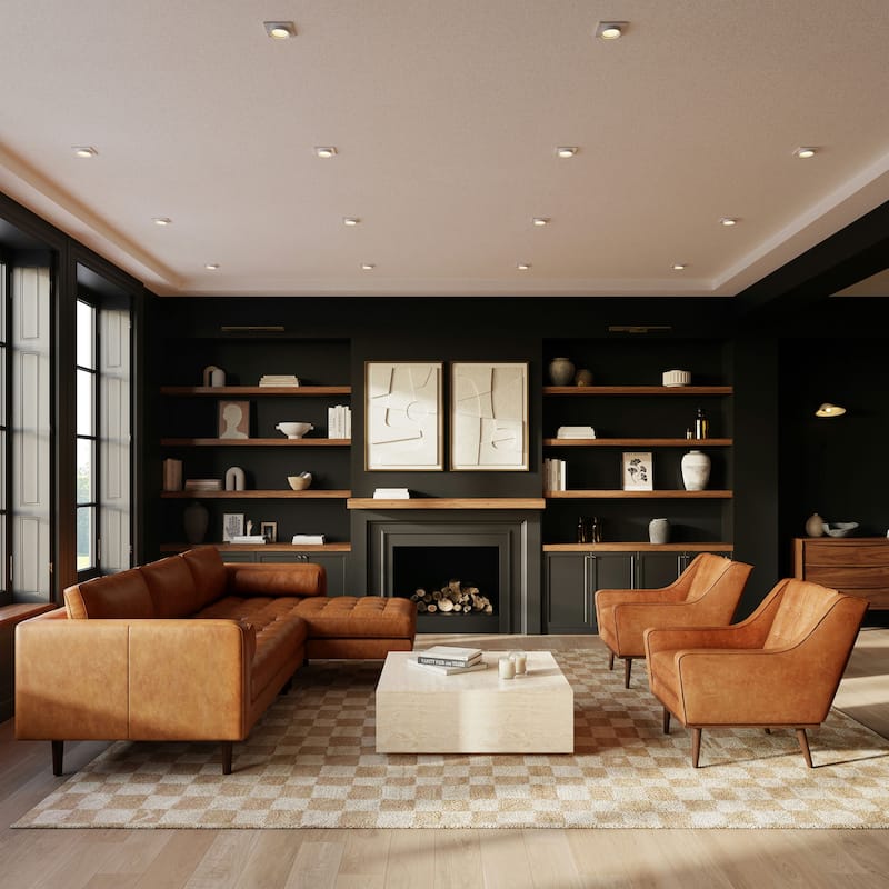 Poly & Bark Napa 104.5" Right-facing Sectional Sofa - Full Grain Genuine Italian Leather