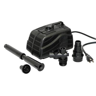 Koolscapes 530 GPH Filter-Free Submersible Pond Pump with Water Bell and Double Daisy Fountain Heads