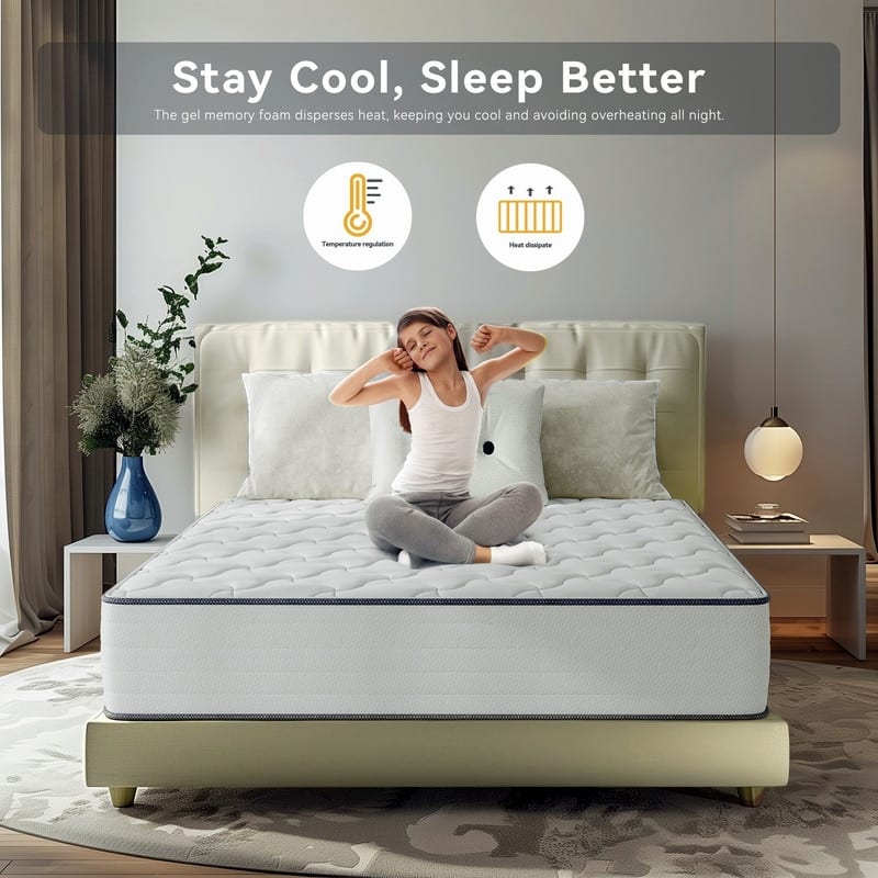 SweDrea 8/12 in Medium Firm Gel-infused Memory Foam Hybrid Mattress Cooling and Breathable with CertiPUR-US, SGS and OEKO-TEX