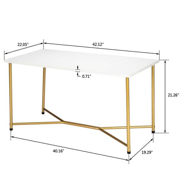 Simple Waterproof Square Tabletop Iron Coffee Table Golden White ...