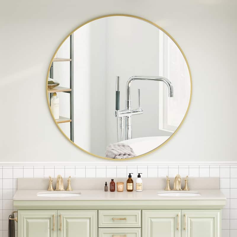 42" Wall Mounted Circular Mirror - Gold