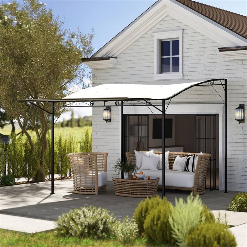 Cream White Outdoor Gazebo with Black Steel Frame UV and Water Resistant Canopy Adjustable Angle Patio Garden Pergola