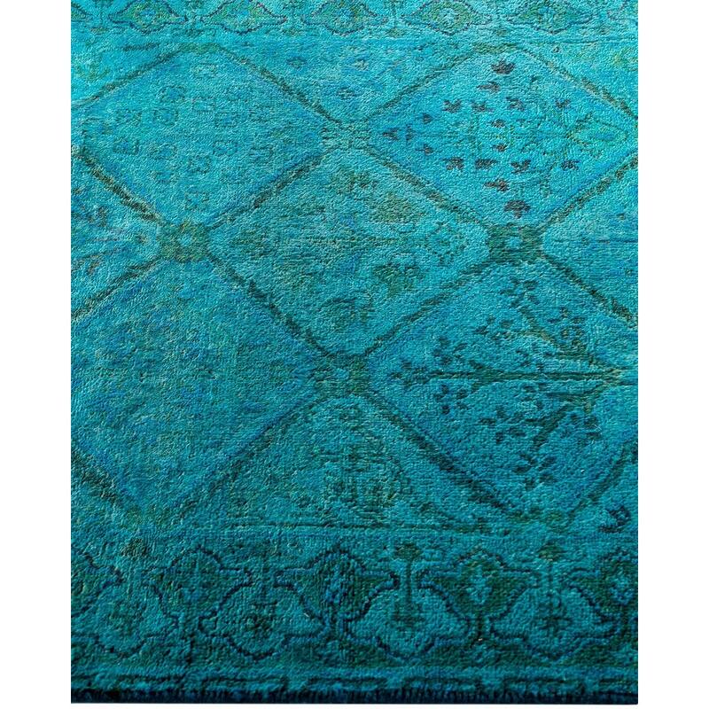 Vibrance One-of-a-Kind Hand-Knotted Runner Rug - Green, 2' 7" x 7' 4" - 2' 7" x 7' 4"