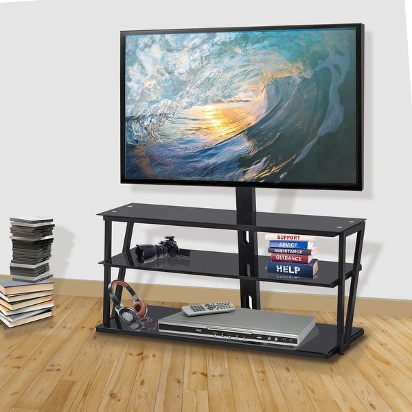 Universal Tempered Glass metal frame Three-layer glass TV Stand. Opens flyout.