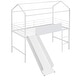 preview thumbnail 10 of 11, Twin Size Metal House Bed Loft Bed With Slide and Two-sided Writable Wooden Board,Solid Construction
