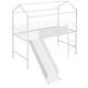 preview thumbnail 10 of 36, Twin Size Metal House Kids Bed Loft Bed with Slide,Two-sided Board