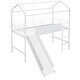 preview thumbnail 10 of 11, Twin Size Metal Loft Bed with Slide and Writable Wooden Board ,Versatile and Sturdy Design