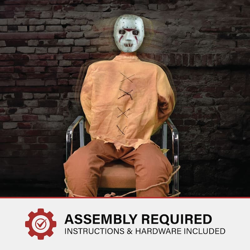 Haunted Hill Farm Twitch the Thrashing Prisoner by Tekky, Sitting Premium Halloween Animatronic, Plug-In or Battery