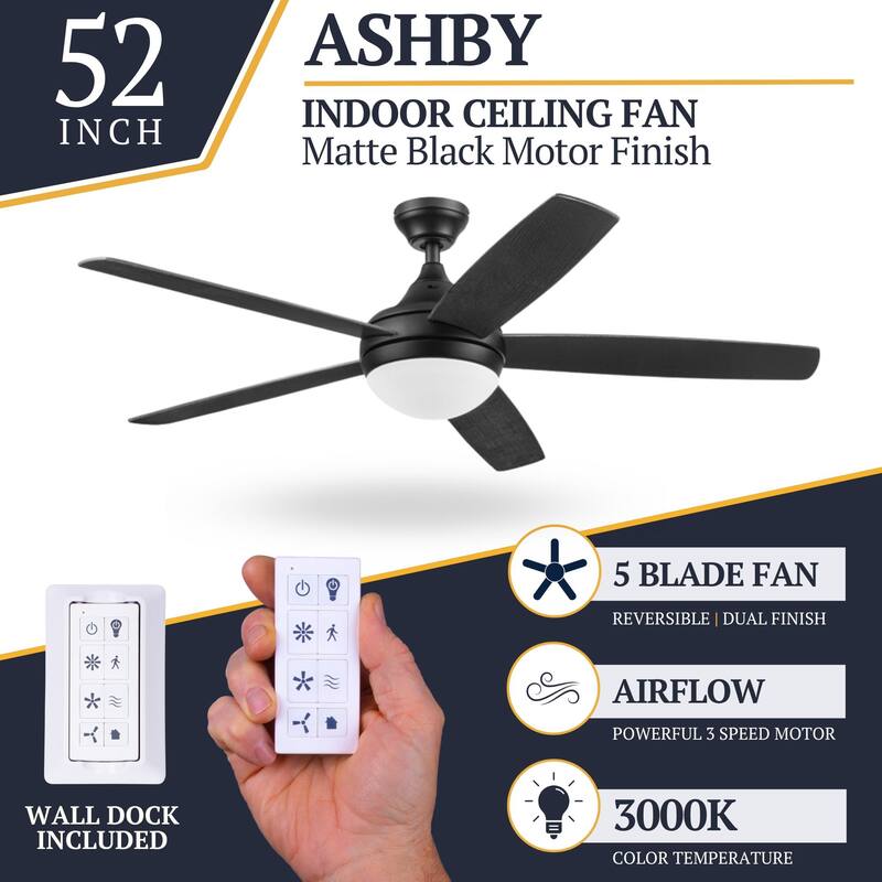 52" Prominence Home Ashby Contemporary Indoor LED Ceiling Fan with Light and Remote Control