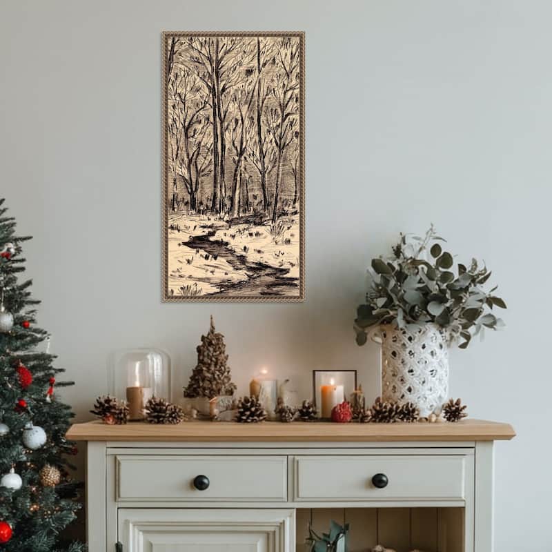 First Sunlight I by Melissa Wang (14 x 27 in.), Framed Canvas Wall Art Print - Sylvie Beaded Dark Gold