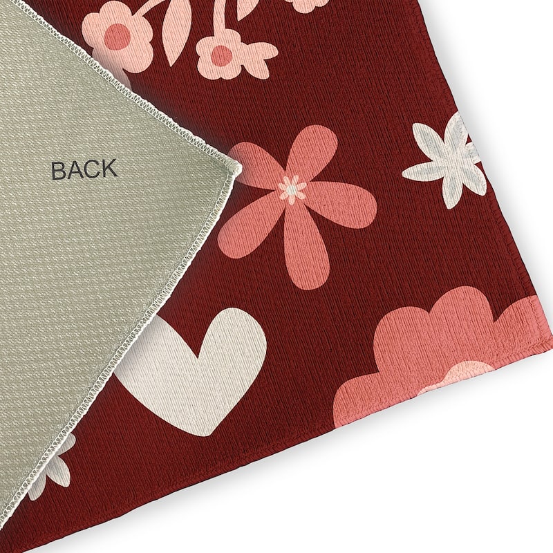 Flowery Love Valentines Chenille Indoor/Outdoor Rug