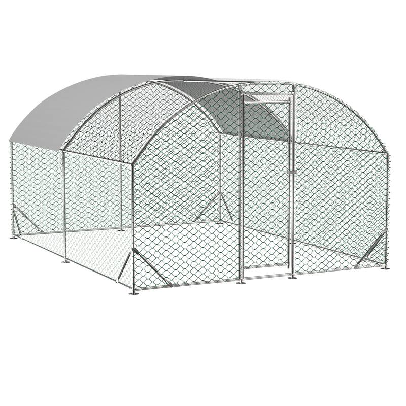 GDFStudio - Nathaniel Dome-Shaped Walk-In Metal Chicken Coop with Waterproof and Anti-UV Roof - 9.84' x 13.12' x 6.56'