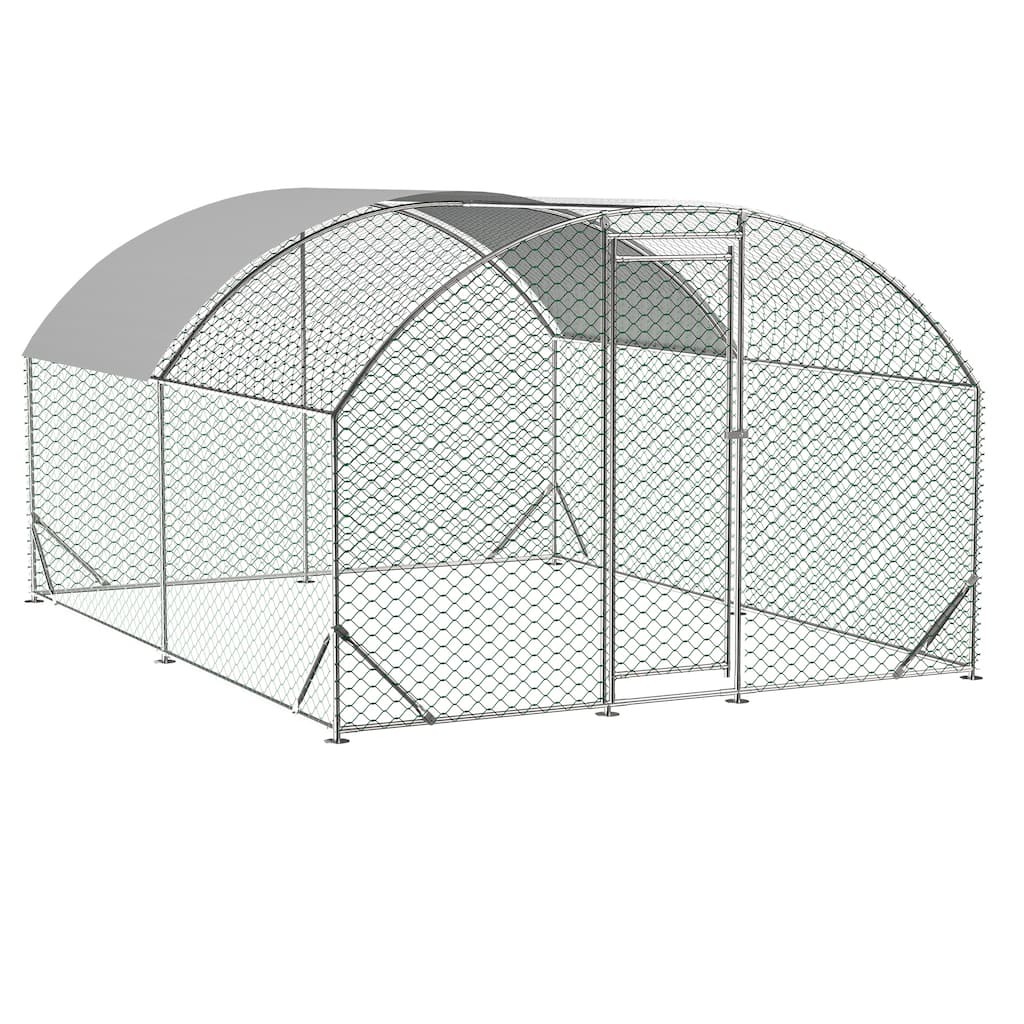 GDFStudio - Nathaniel Dome-Shaped Walk-In Metal Chicken Coop with Waterproof and Anti-UV Roof - 9.84' x 13.12' x 6.56'