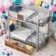 preview thumbnail 1 of 18, Twin XL over Twin XL Metal Modern Bunk Bed with MDF Board Guardrail and 2 Storage Drawers,Large Storage Space, Silver Silver