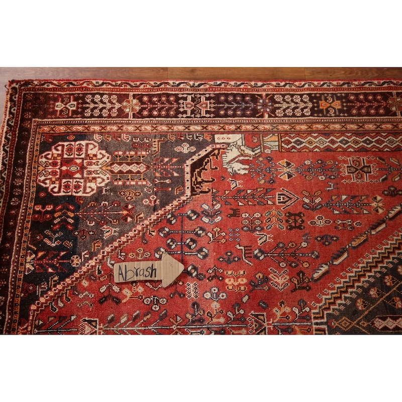 Shiraz Persian Vintage Area Rug Handmade Wool Carpet - 5'2"x 8'2"