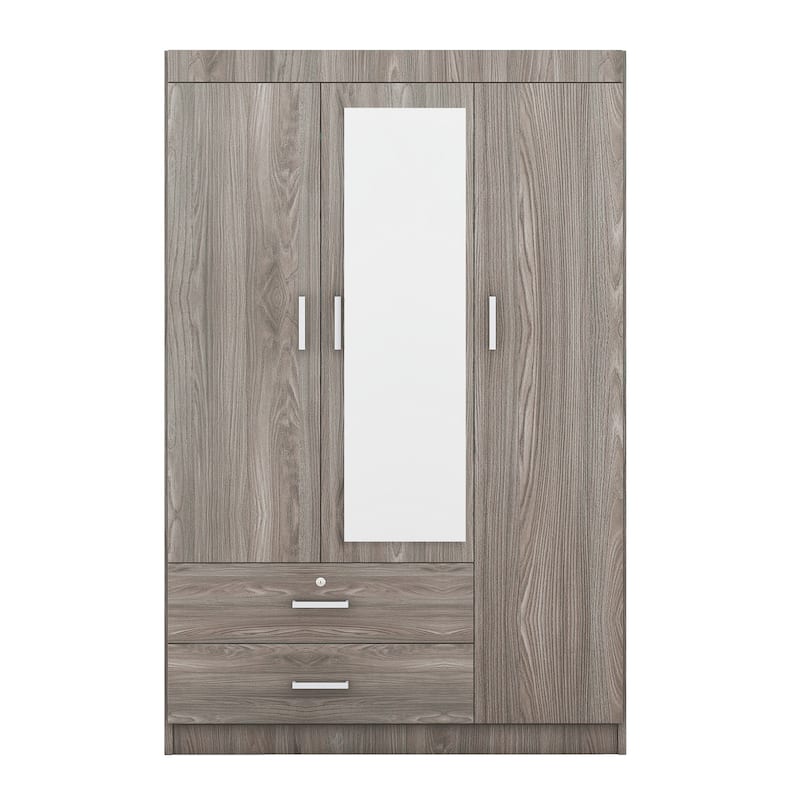Three-Door Design Mirror Wardrobe with shelves