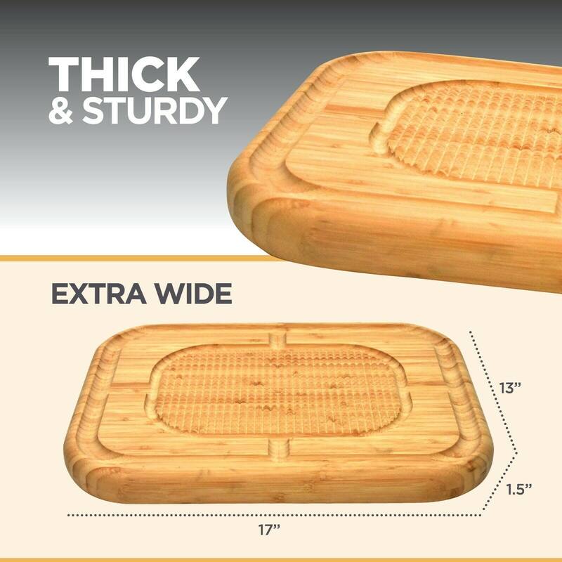 Bamboo Carving Cutting Chopping Board w/ Juice Groove, Pyramid Design