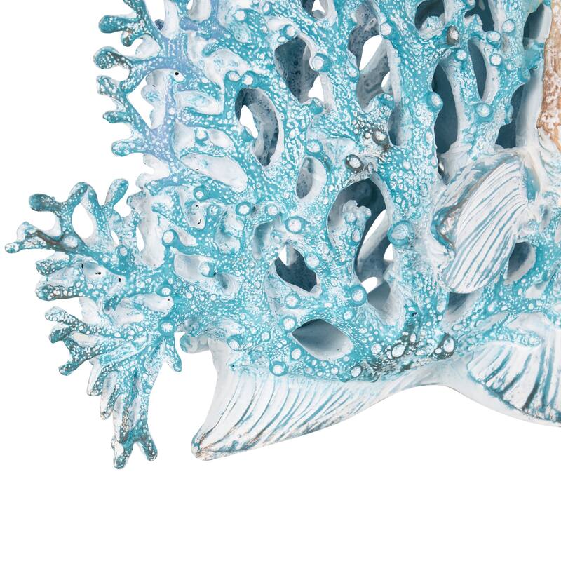 Polystone Textured Fish Decorative Sculpture with White Fins - Blue or Red