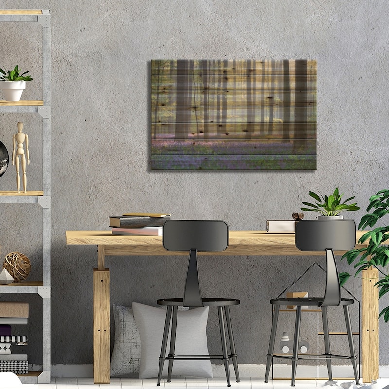 Bluebells Print On Wood by Adrian Popan - Multi-Color