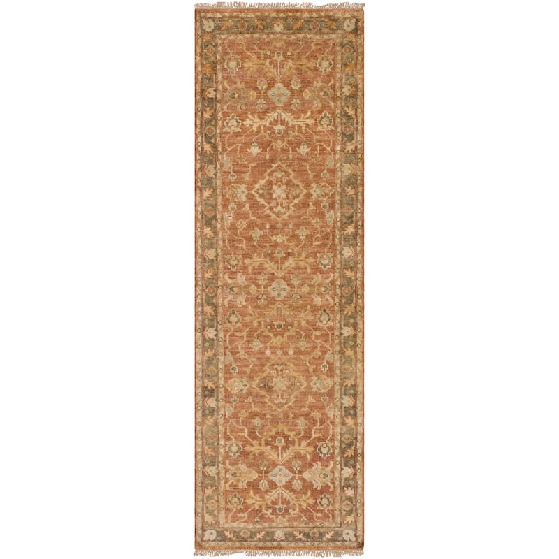 Hand-Knotted Stannard Wool Area Rug - 3' x 12' Runner - 3' x 12' Runner - Beige/Brown