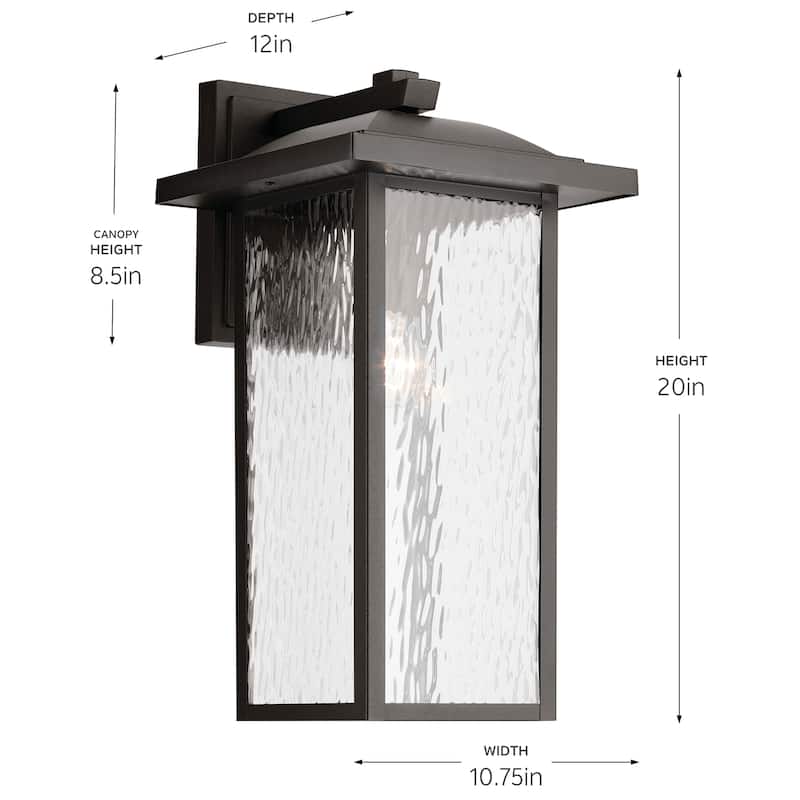 Kichler Lighting Capanna 1-Light Extra-Large Wall Light with Clear Water Glass in Olde Bronze
