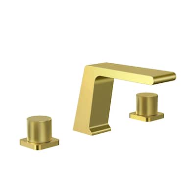 GRANDJOY 3-Hole Waterfall Bathroom Sink Faucet with Dual Handles, Widespread Installation