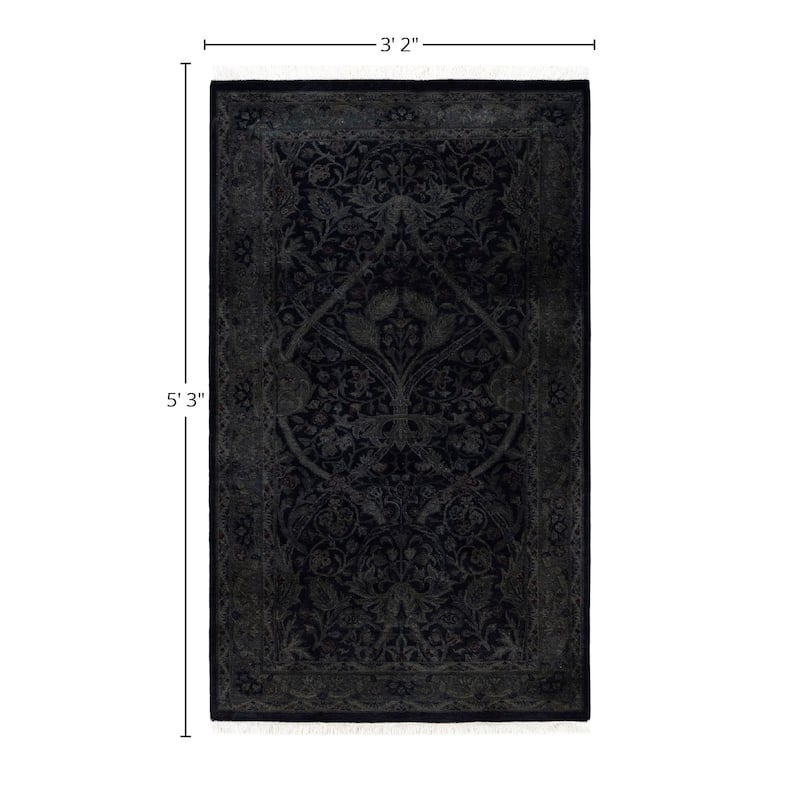 Overdyed One-of-a-Kind Hand-Knotted Area Rug - Black - 3' 2" x 5' 3"
