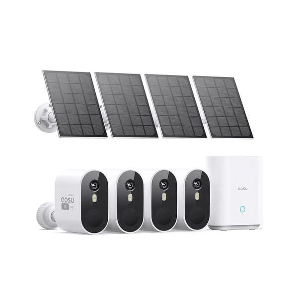AOSU C7P-4H Solar Security Cam Wireless Outdoor 4 Camera Kit - Bed Bath ...