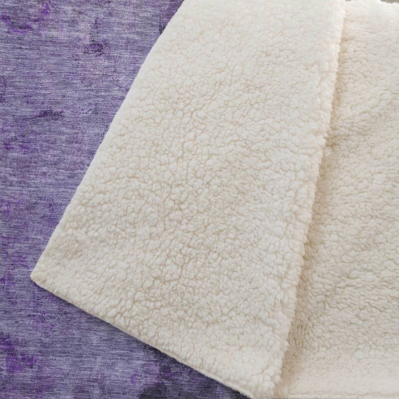 Premium Machine Washable Modern Contemporary Sherpa Throw Blanket
