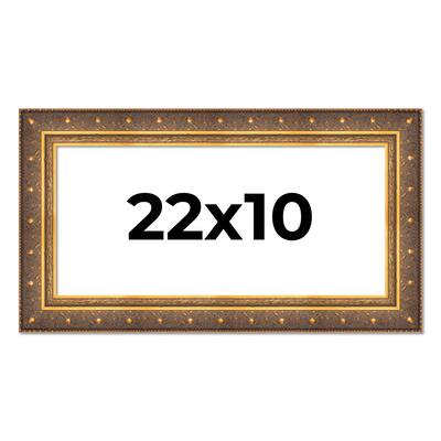 22x10 Frame Vintage Gold Solid Wood Picture Frame | 2.5 Inch Moulding