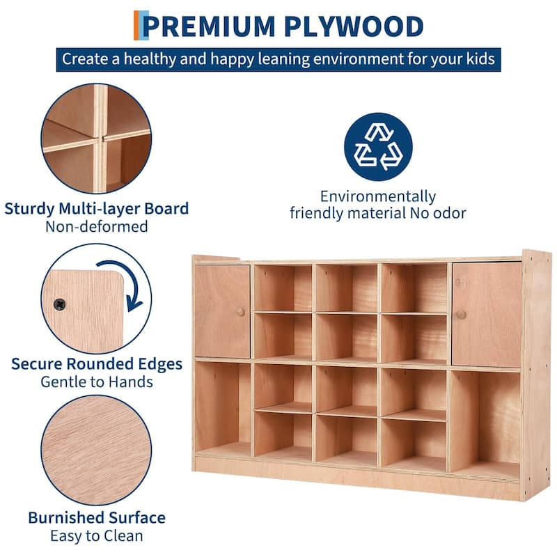 Classroom Coat Locker, 15/10 Cubbies for Classrooms with Anti-tip Anchors, Daycare Cubby with 4 casters